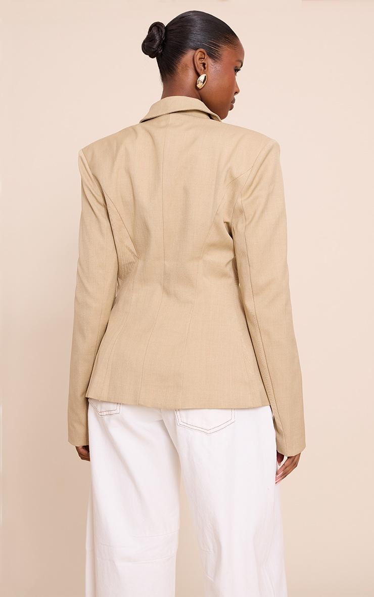 Pretty Little Thing Almond Butter Open Cinched Waist Blazer