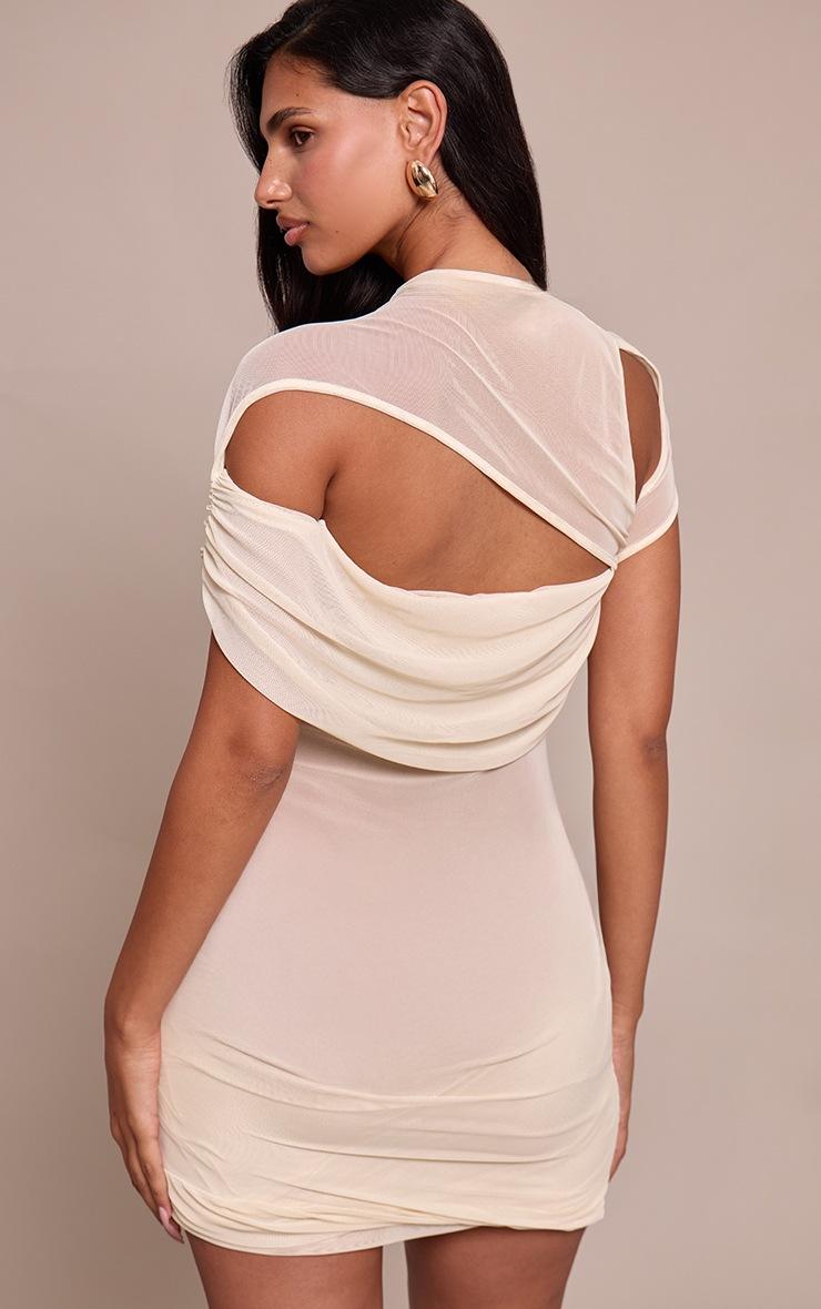 Pretty Little Thing Almond Double Layer Mesh Twist Detail Bodycon Dress