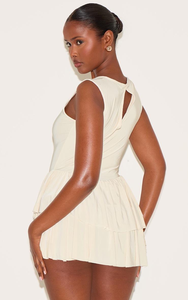 Pretty Little Thing Almond Double Layer Slinky Rara Skort Romper