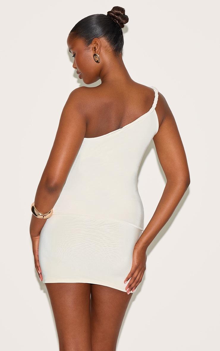 Pretty Little Thing Almond Double Layer Slinky Twist Detail One Shoulder Long Top