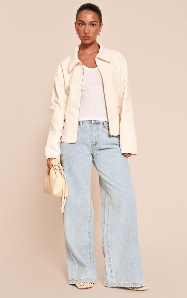 Pretty Little Thing Almond Fitted Zip Up Collared Jacket