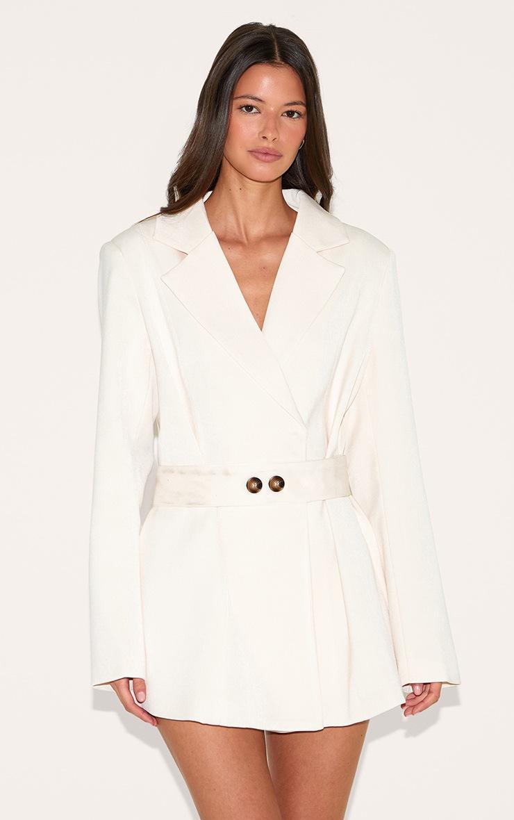 Pretty Little Thing Almond Structured Belted Blazer Dress