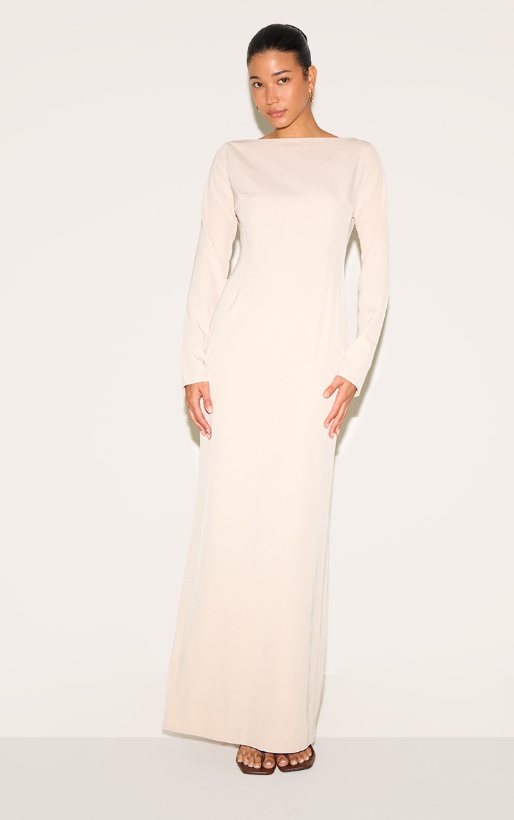 Pretty Little Thing Almond Tailored Boat Neck Maxi Dress