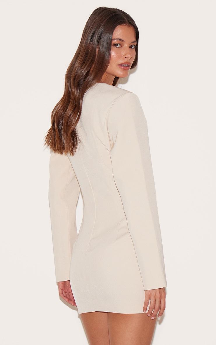 Pretty Little Thing Almond Woven Tailored Button Detail Mini Dress