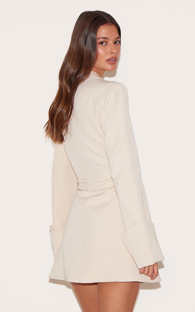 Pretty Little Thing Almond Woven V Neck Blazer Dress