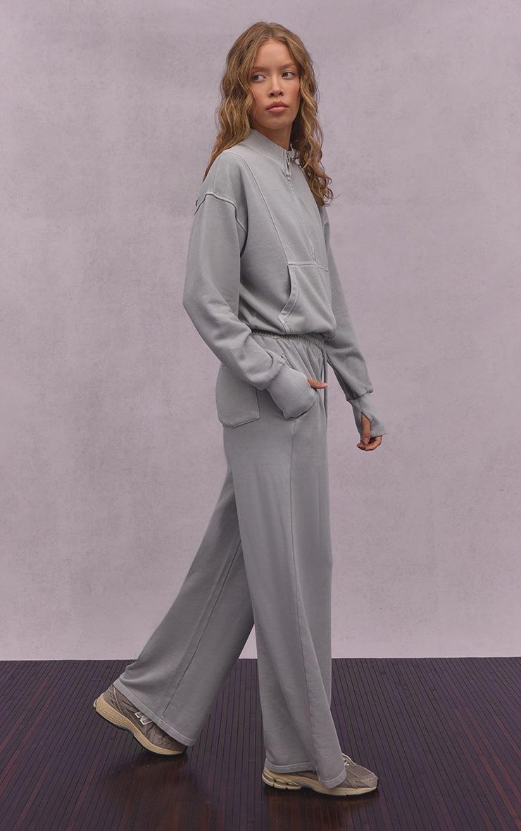 Pretty Little Thing Ash Grey Acid Wash Drawcord Cuff Sweatpant