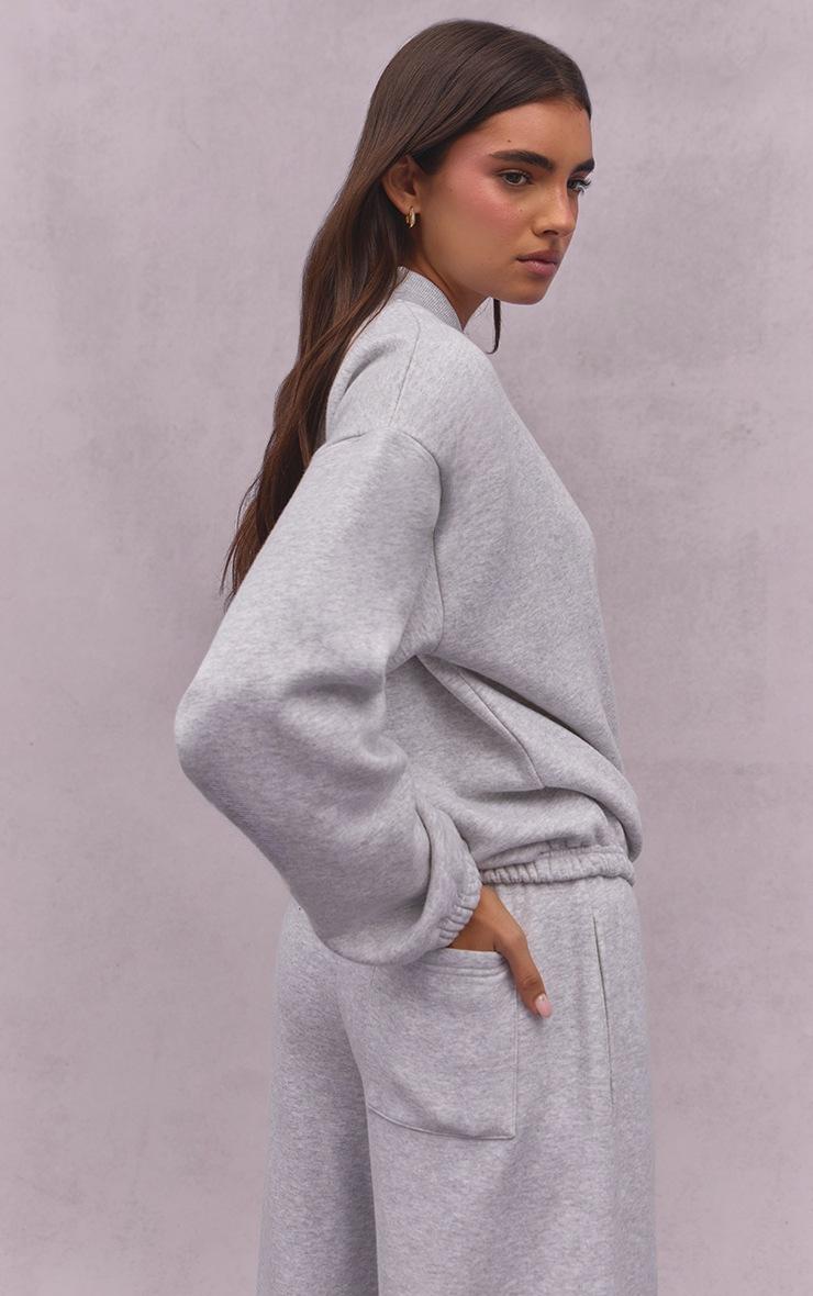 Pretty Little Thing Ash Grey Athletics Club Cotton Fleece Bomber Jacket