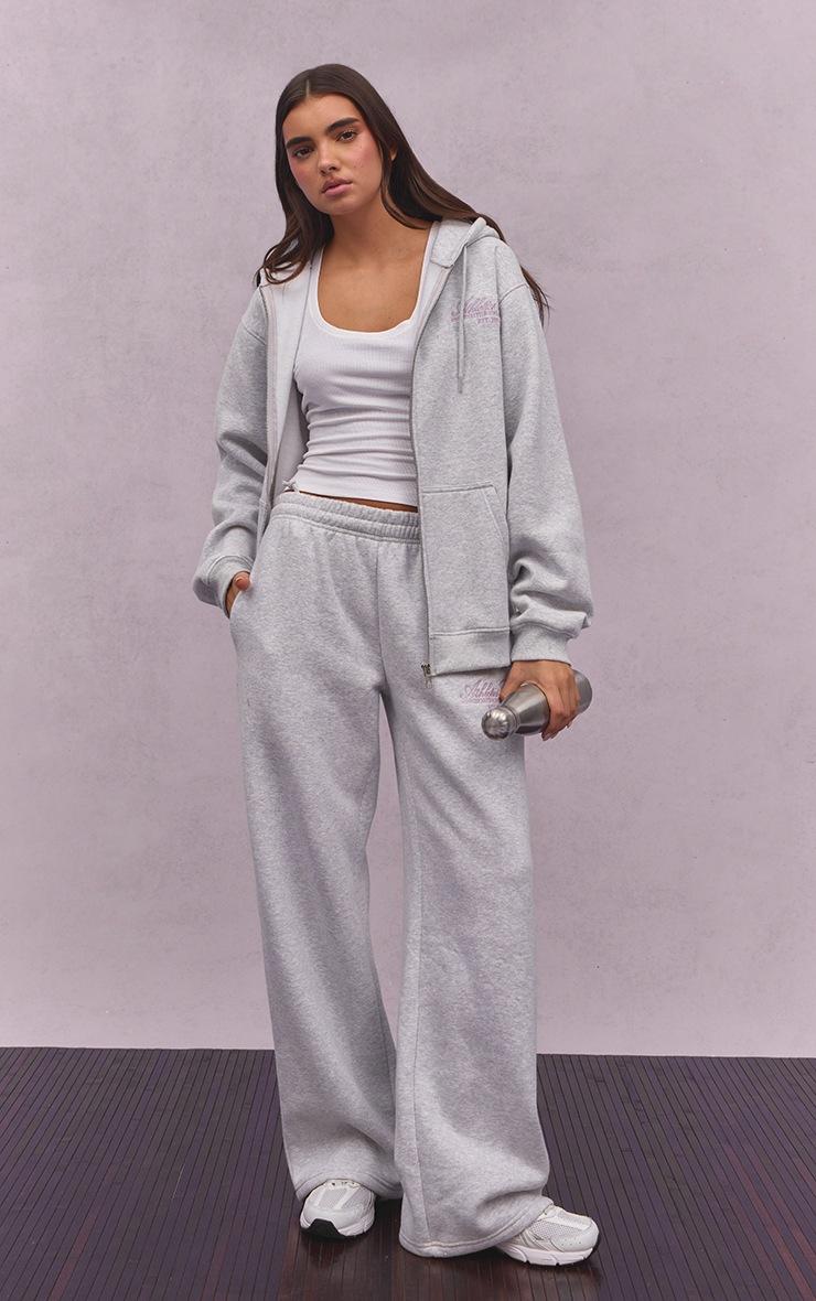 Pretty Little Thing Ash Grey Athletics Club Cotton Fleece Oversized Full Zip Hoodie