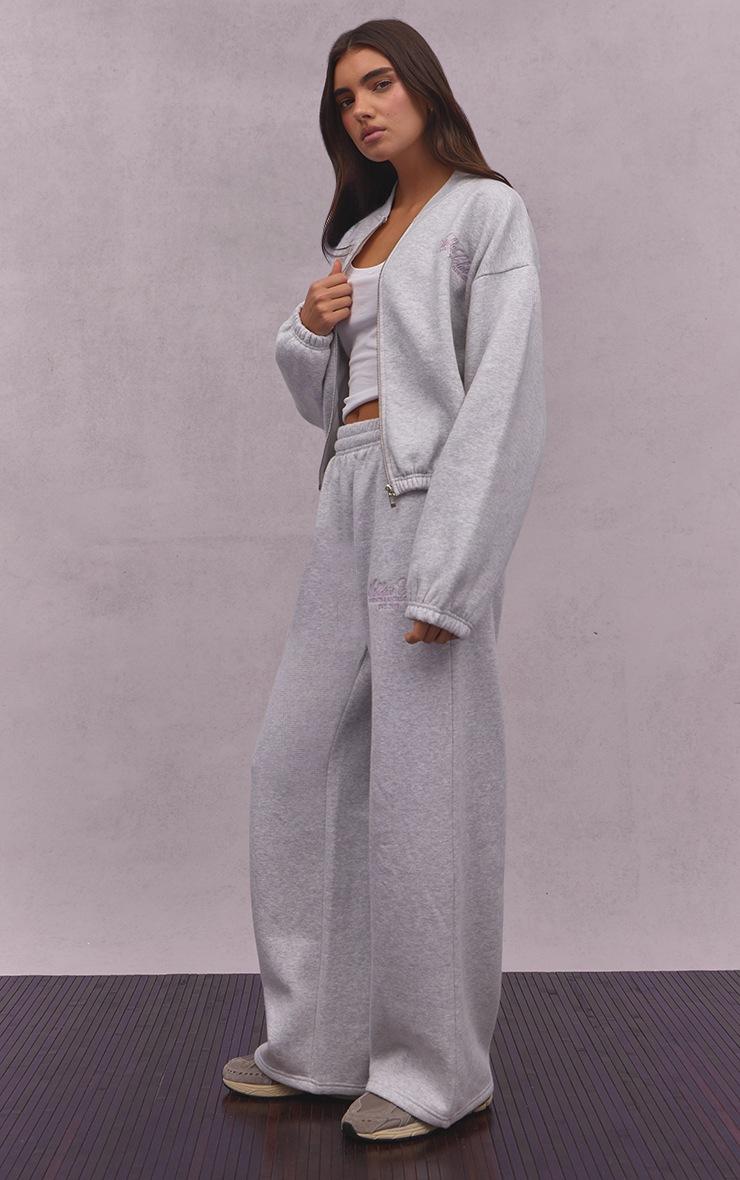 Pretty Little Thing Ash Grey Athletics Club Cotton Fleece Straight Leg Sweatpants