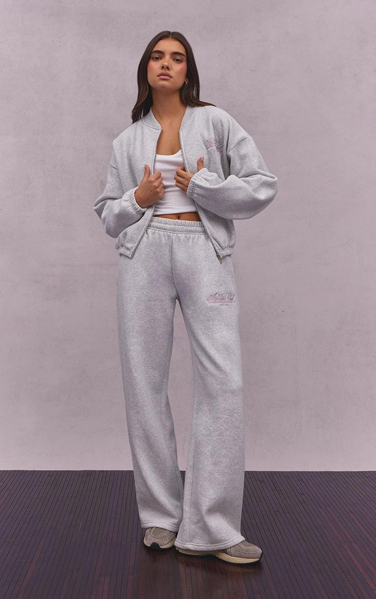 Pretty Little Thing Ash Grey Athletics Club Cotton Fleece Straight Leg Sweatpants