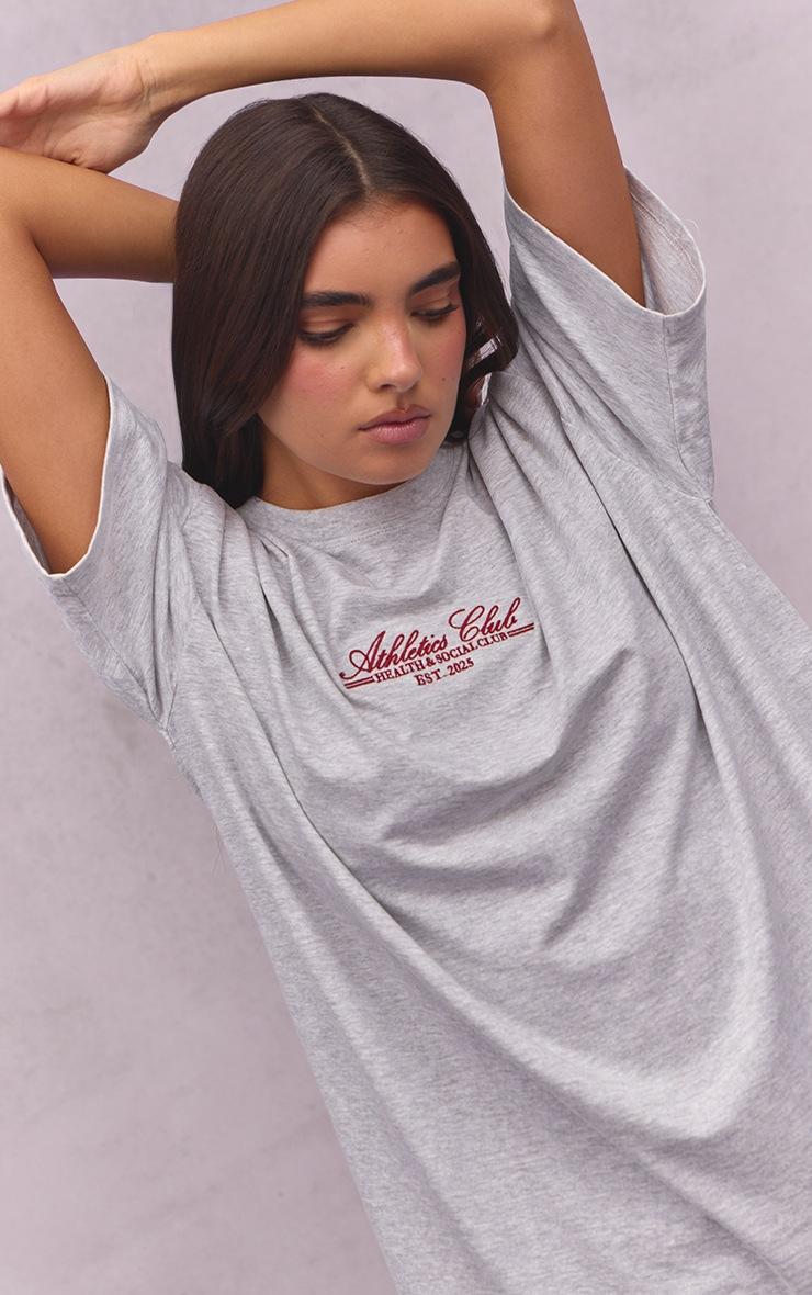 Pretty Little Thing Ash Grey Athletics Club Oversized T-Shirt