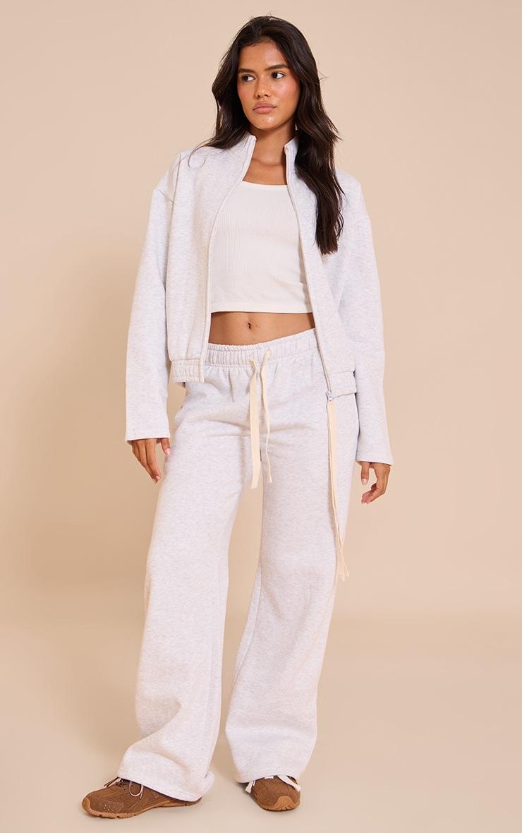 Pretty Little Thing Ash Grey Contrast Drawcord Funnel Neck Sweatshirt