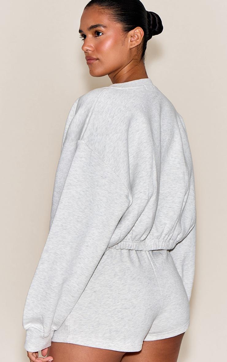 Pretty Little Thing Ash Grey Drawcord Waist Cropped Zip Up Sweatshirt