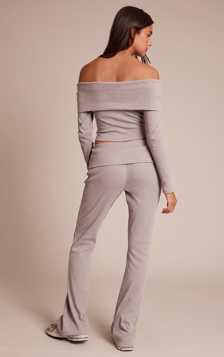 Pretty Little Thing Ash Grey Fold Over Straight Leg Pant