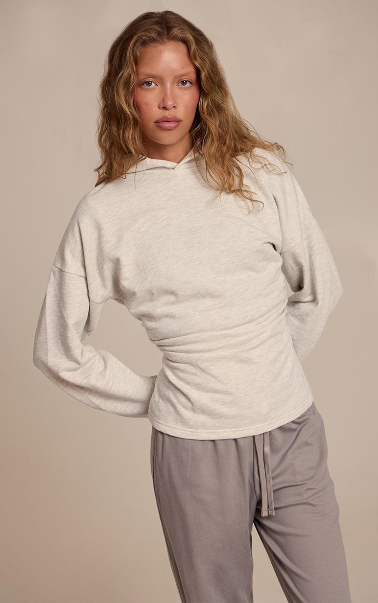 Pretty Little Thing Ash Grey Loopback Cinched Waist Hoodie