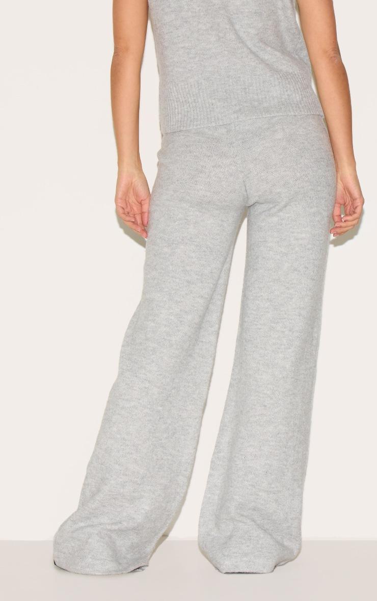 Pretty Little Thing Ash Grey Marl Soft Knit Wide Leg Pants