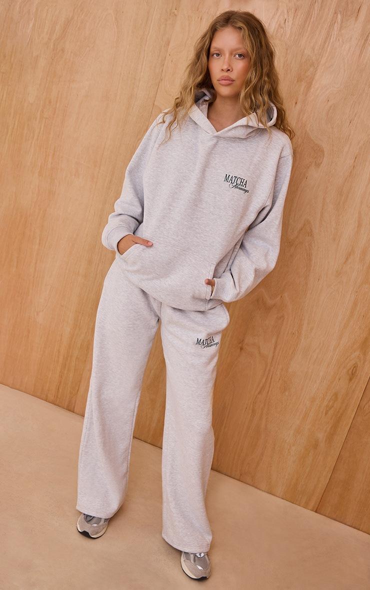 Pretty Little Thing Ash Grey Matcha Mornings Cotton Fleece Oversized Pull Over Hoodie