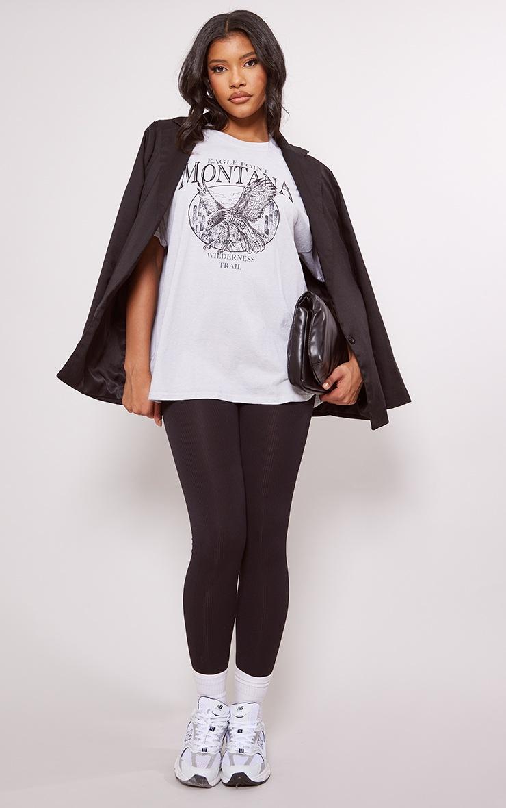 Pretty Little Thing Ash Grey Montana Logo Oversized Washed T Shirt