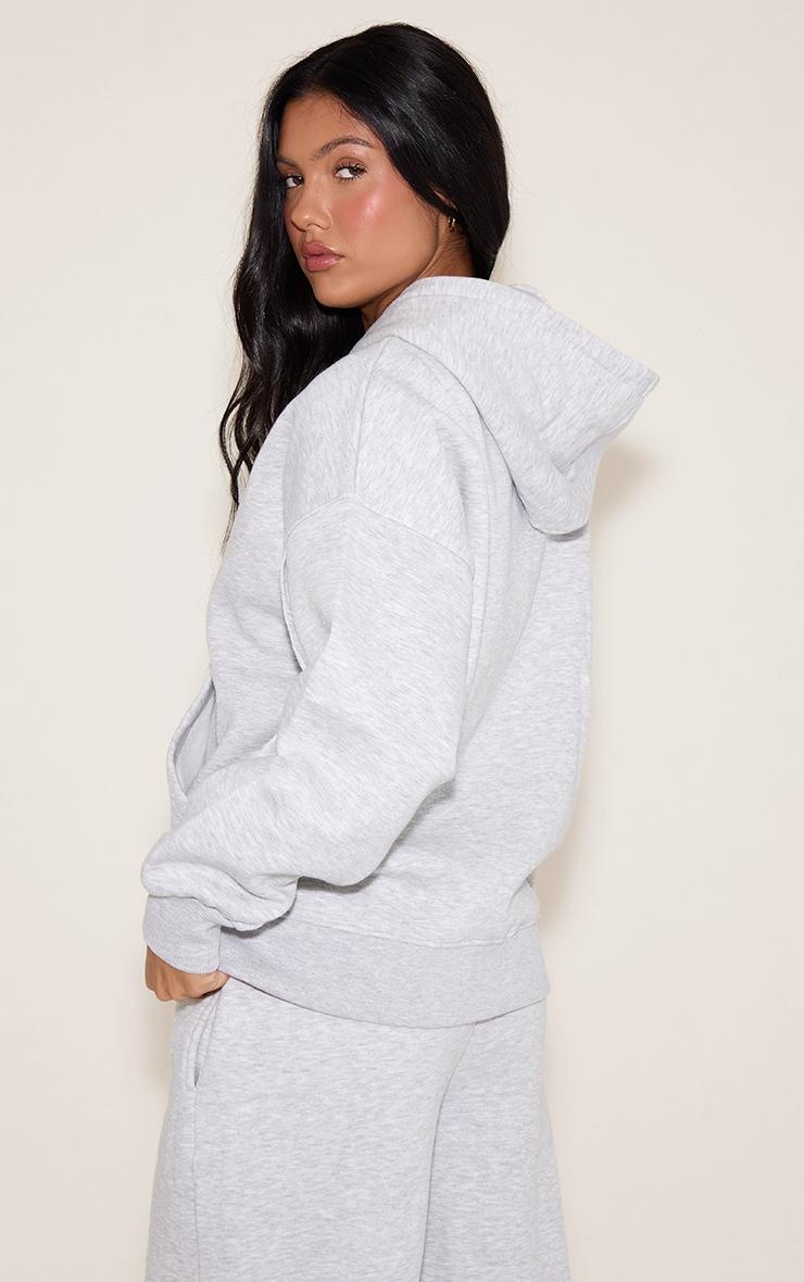 Pretty Little Thing Ash Grey Oversized Zip Through Seam Detail Hoodie