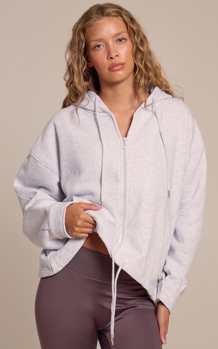 Pretty Little Thing Ash Grey Oversized Zip Up Toggle Waist Hoodie