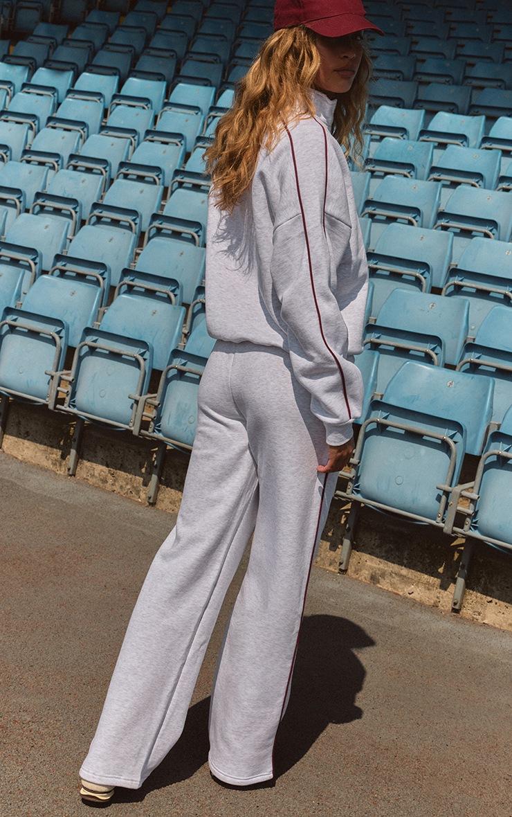 Pretty Little Thing Ash Grey PLT Contrast Binding Straight Leg Sweatpants