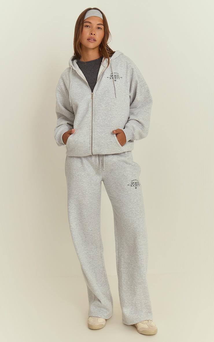 Pretty Little Thing Ash Grey PLT Sports Society Full Zip Hoodie