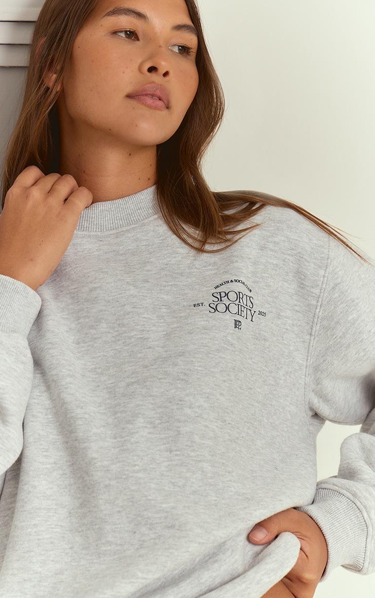 Pretty Little Thing Ash Grey PLT Sports Society Oversized Pull Over Sweatshirt