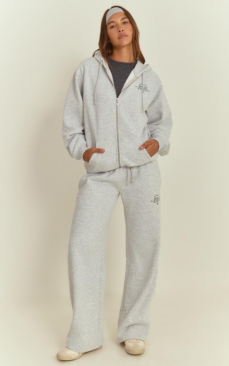 Pretty Little Thing Ash Grey PLT Sports Society Straight Leg Sweatpants