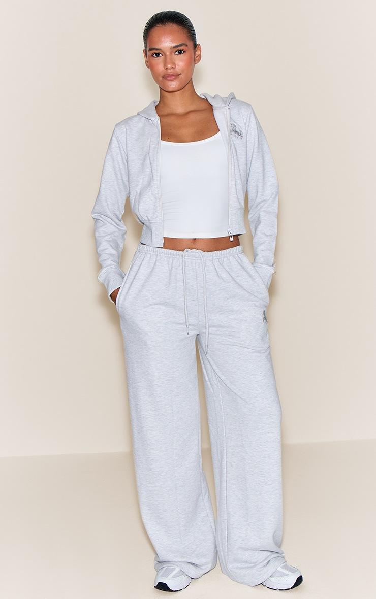 Pretty Little Thing Ash Grey PLT Unicorn Embroidered Low Rise Sweatpant