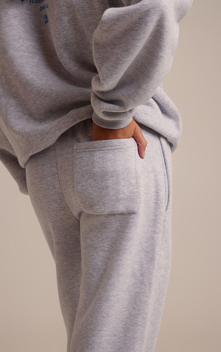 Pretty Little Thing Ash Grey Run Club Cotton Fleece Cuffed Sweatpants