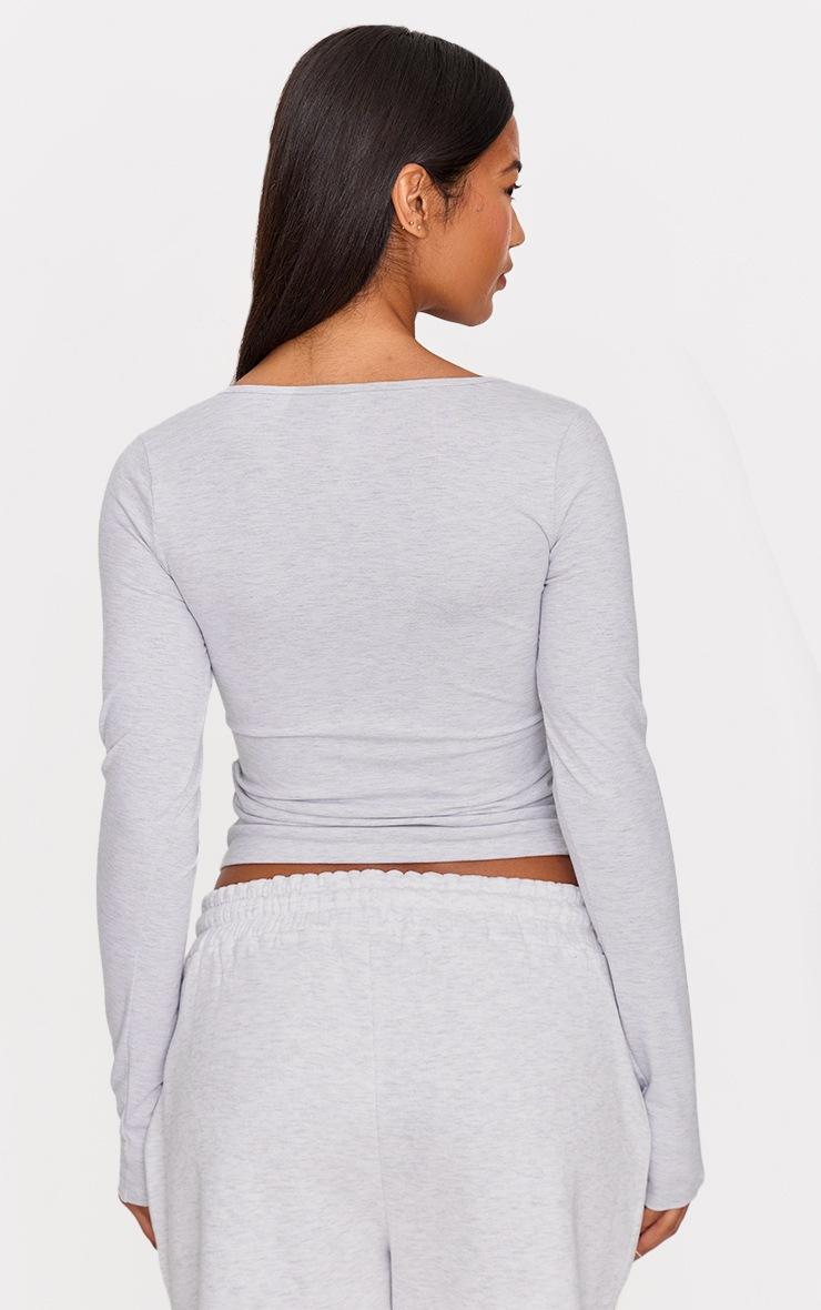 Pretty Little Thing Ash Grey Sculpt Crossover Long Sleeve Top