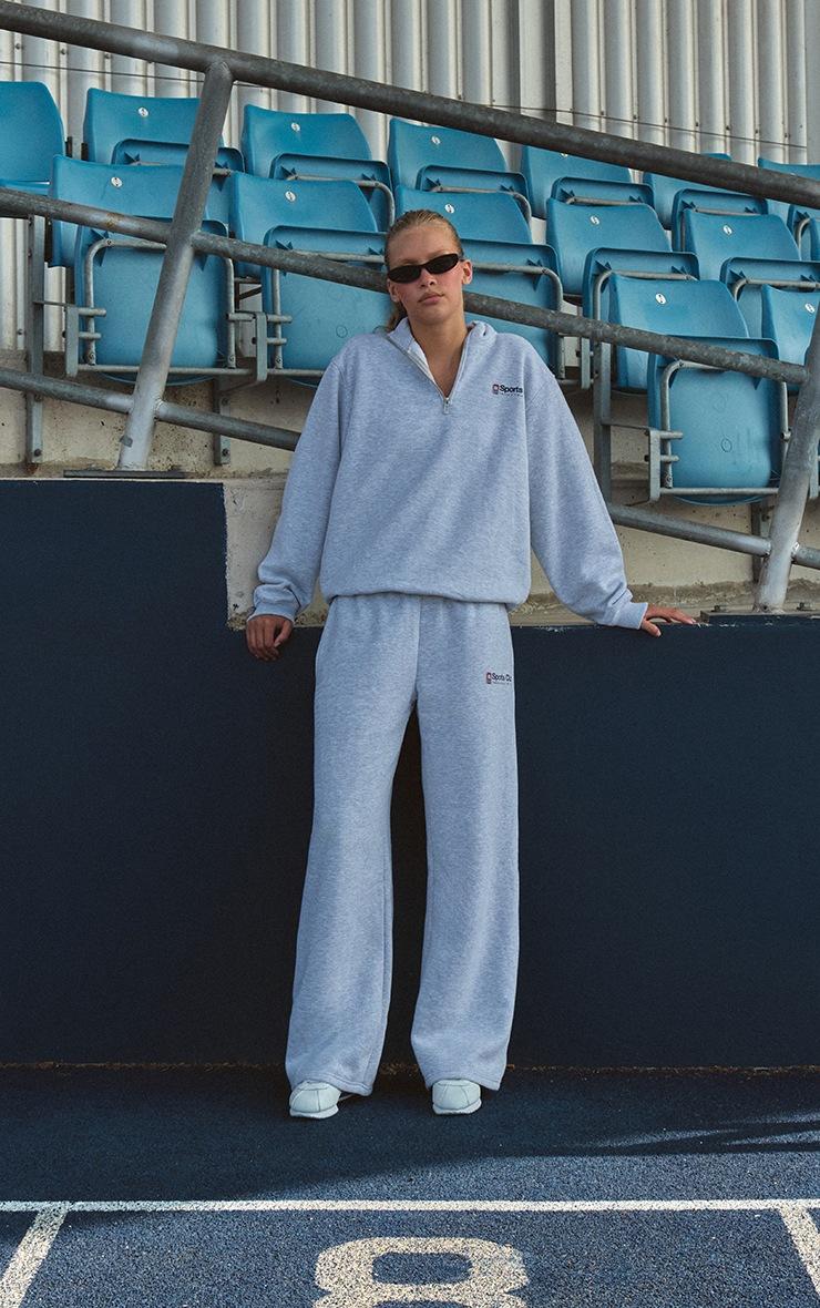 Pretty Little Thing Ash Grey Sports Club Straight Leg Sweatpants
