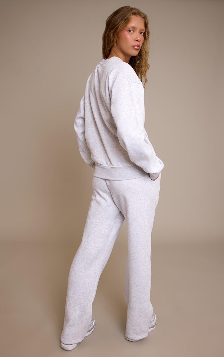 Pretty Little Thing Ash Grey Wide Leg Boston Usa Embroidered Sweatpants