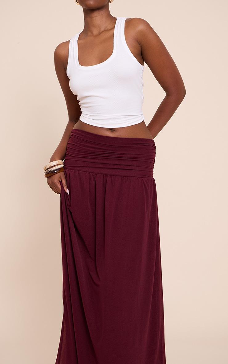 Pretty Little Thing Aubergine Chiffon Ruched Drop Waist Maxi Skirt