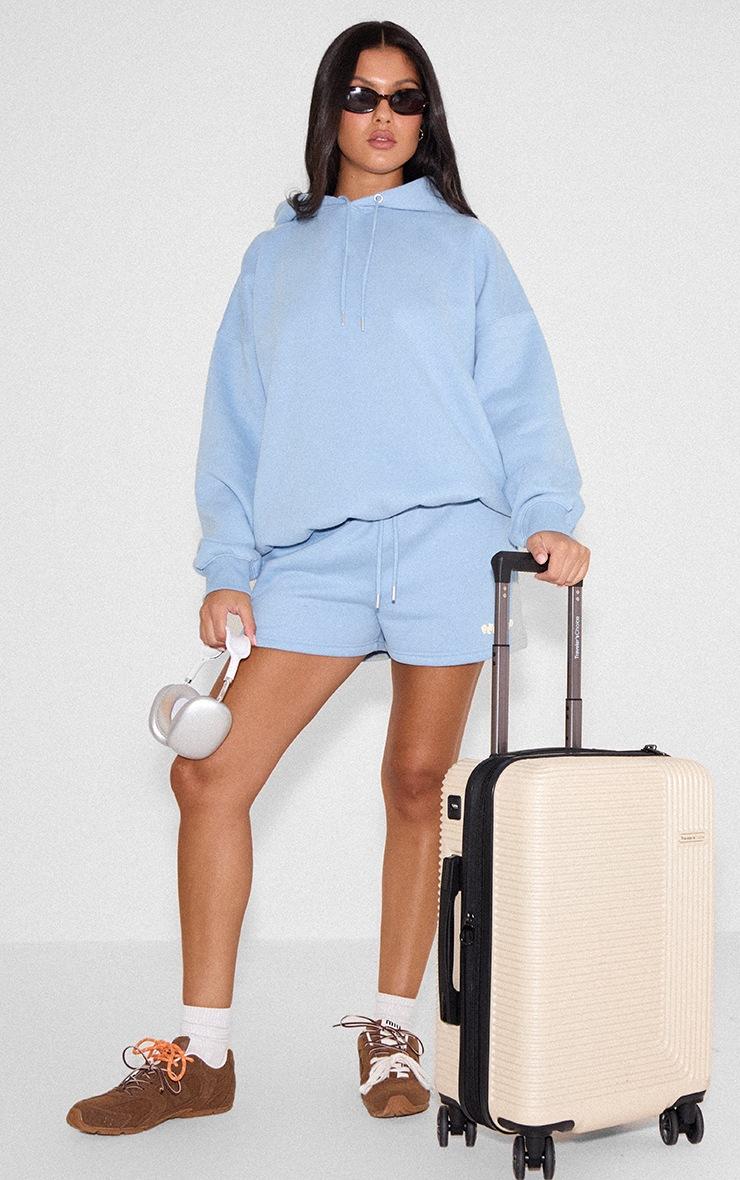 Pretty Little Thing Baby Blue Plt Studio Puff Print Oversized Hoodie