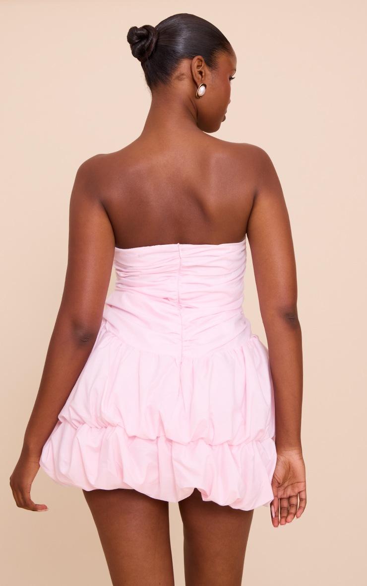 Pretty Little Thing Baby Pink Bandeau Ruched Puffball Mini Dress