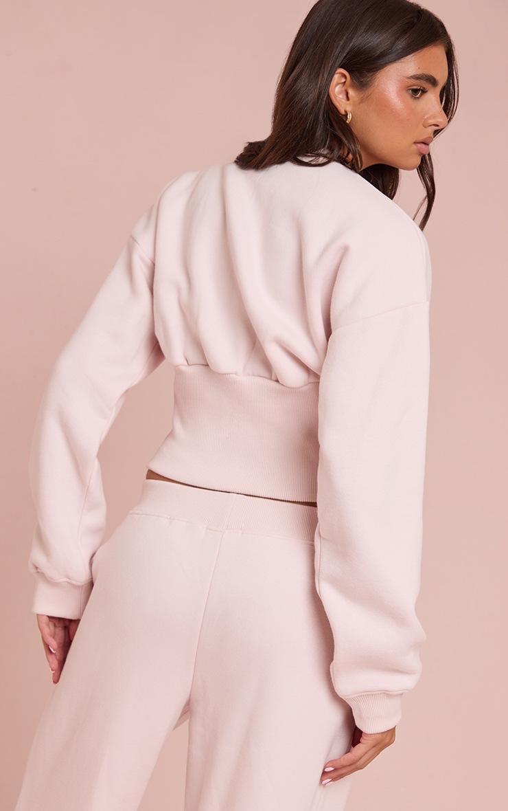 Pretty Little Thing Baby Pink Button Up Cinched Sweatshirt