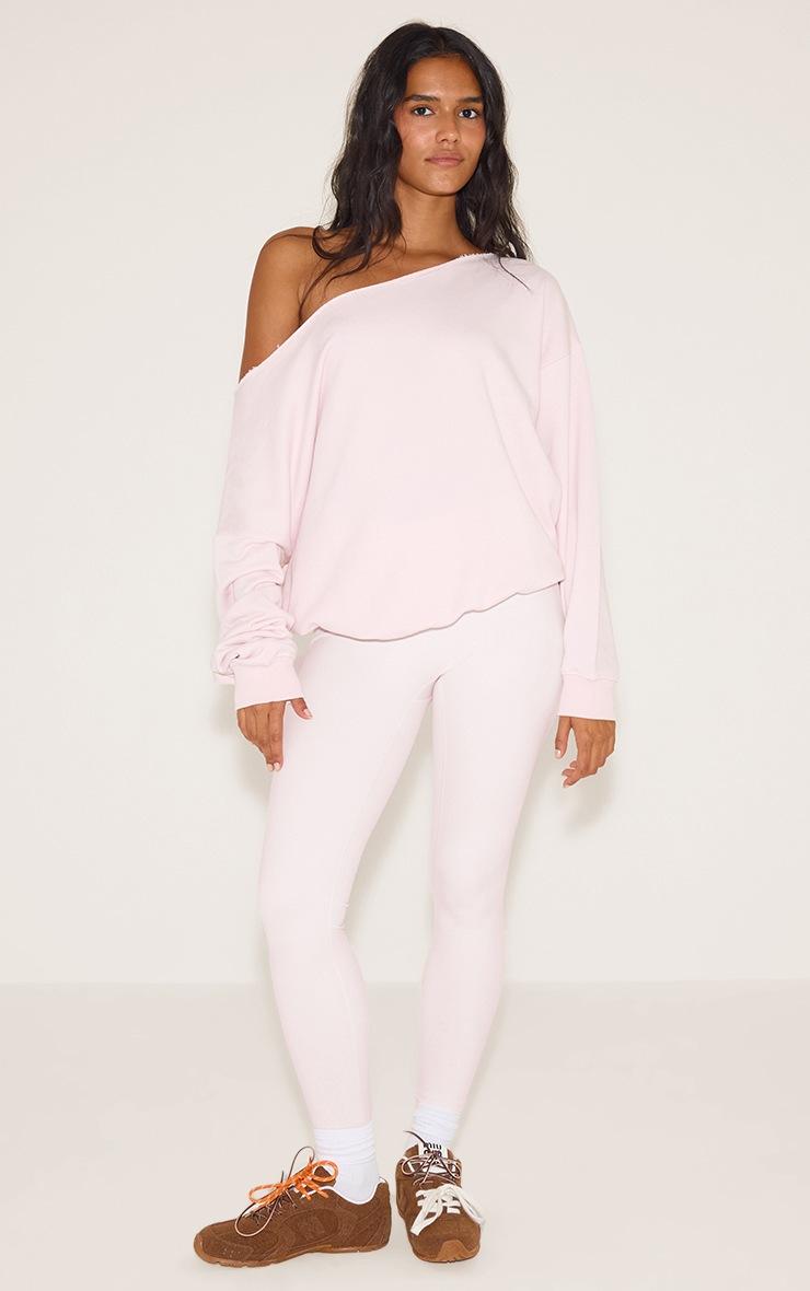 Pretty Little Thing Baby Pink Oversized Off Shoulder Sweatshirt