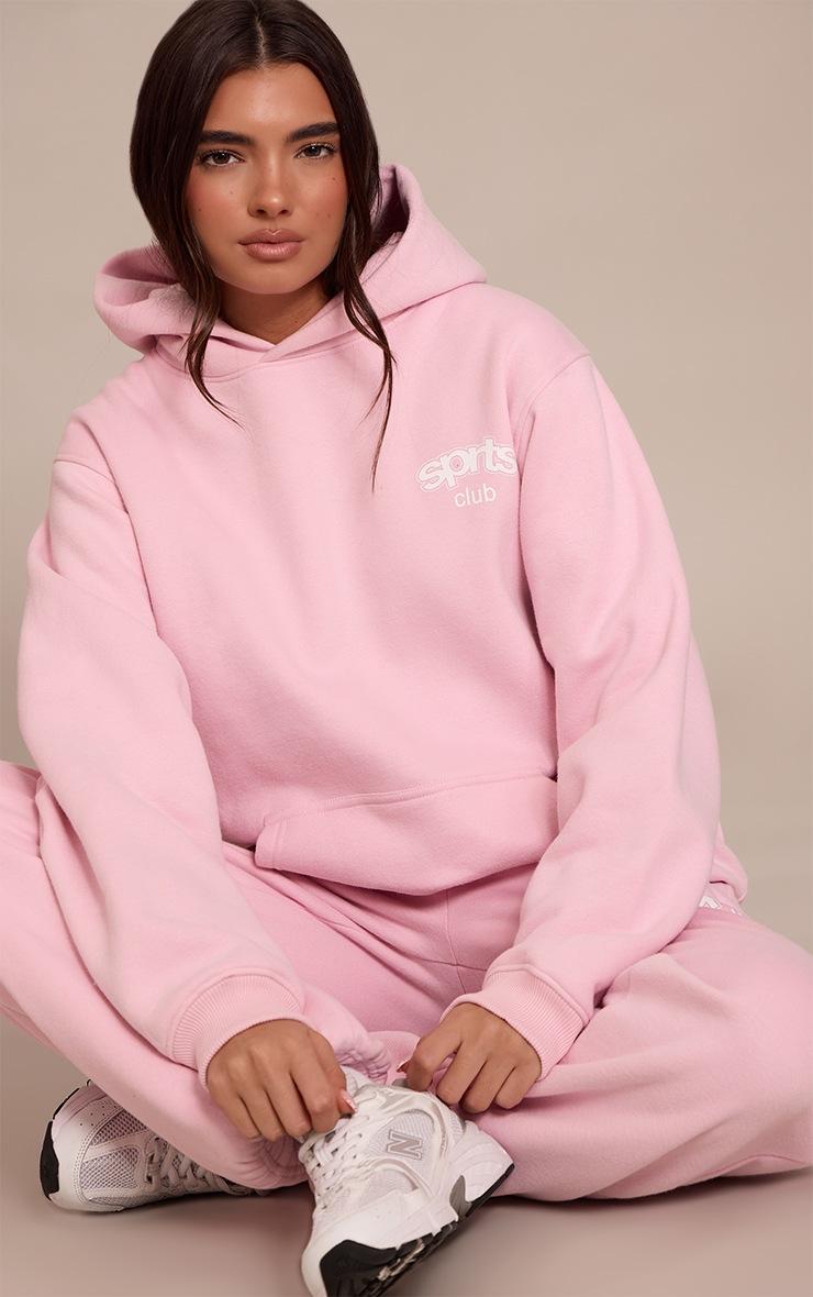 Pretty Little Thing Baby Pink PLT Sports Club Pullover Hoodie