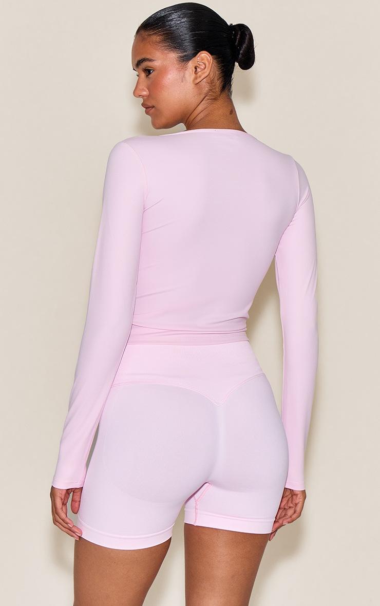 Pretty Little Thing Baby Pink Sculpt Crossover Long Sleeve Top