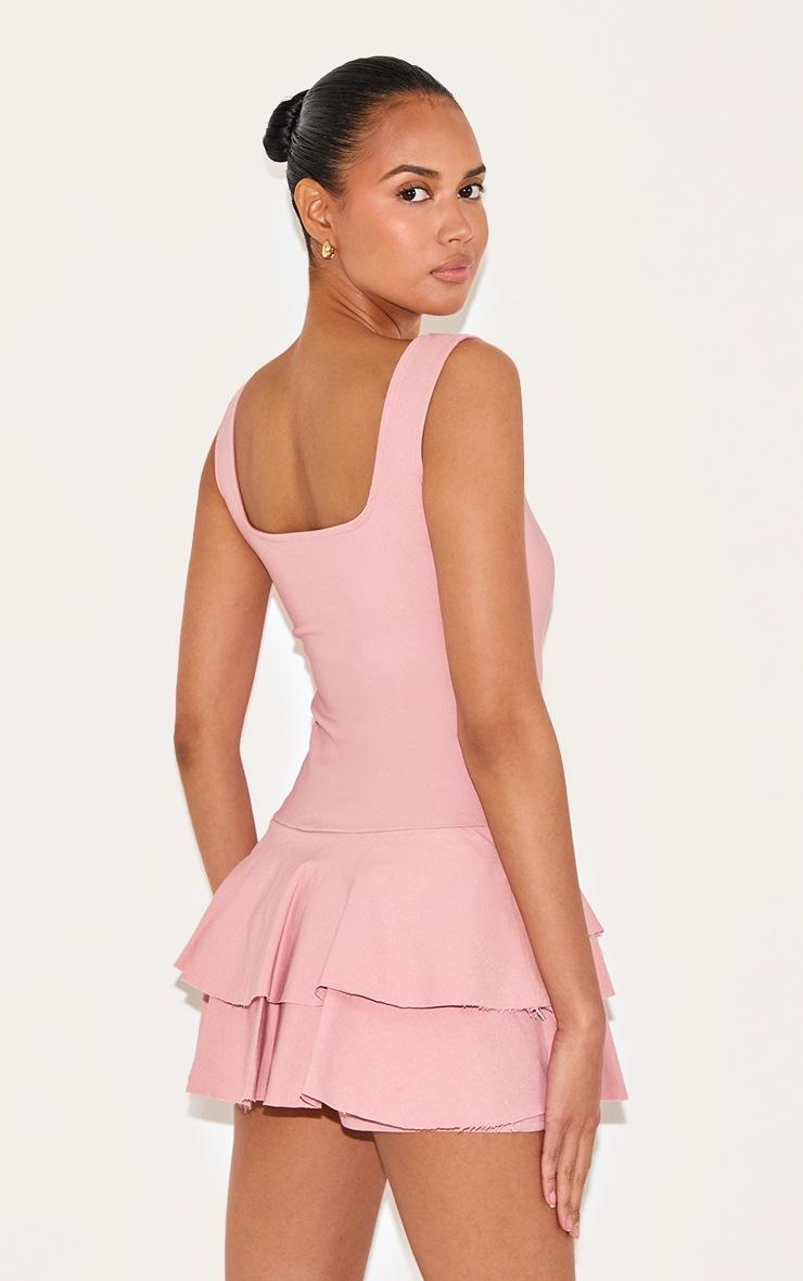 Pretty Little Thing Baby Pink Stretch Woven Pleated Skort Romper