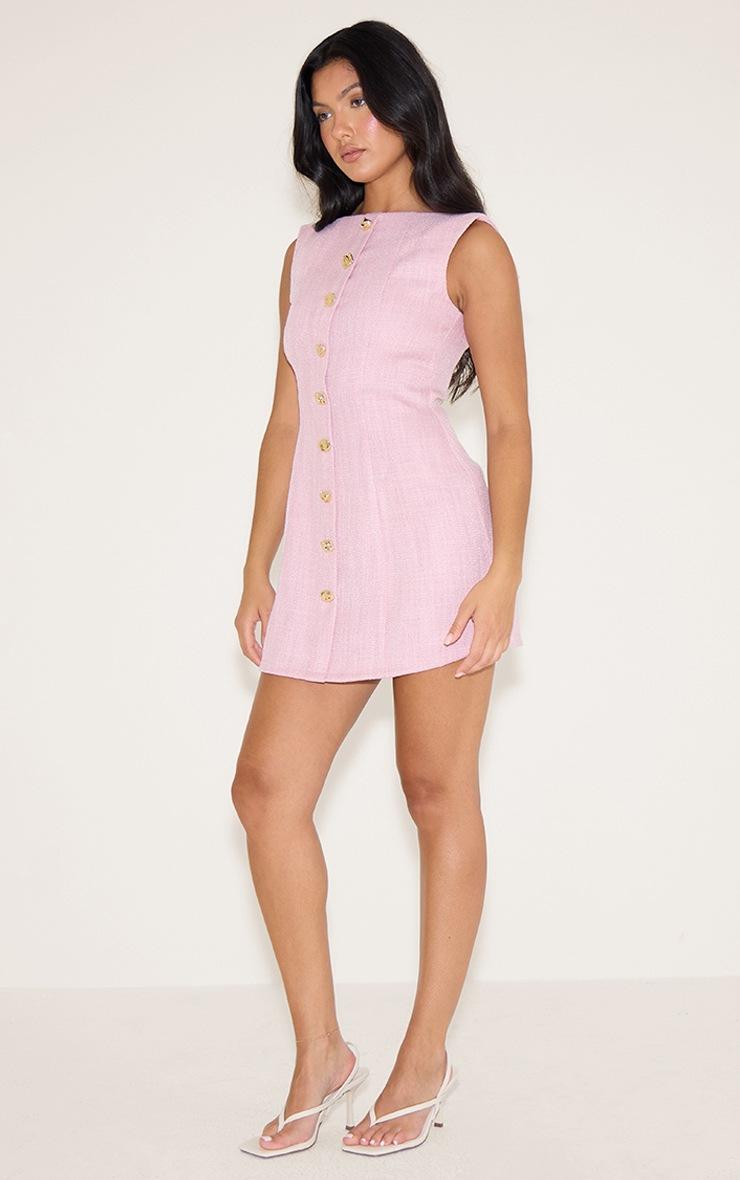 Pretty Little Thing Baby Pink Twill Button Down Bodycon Dress
