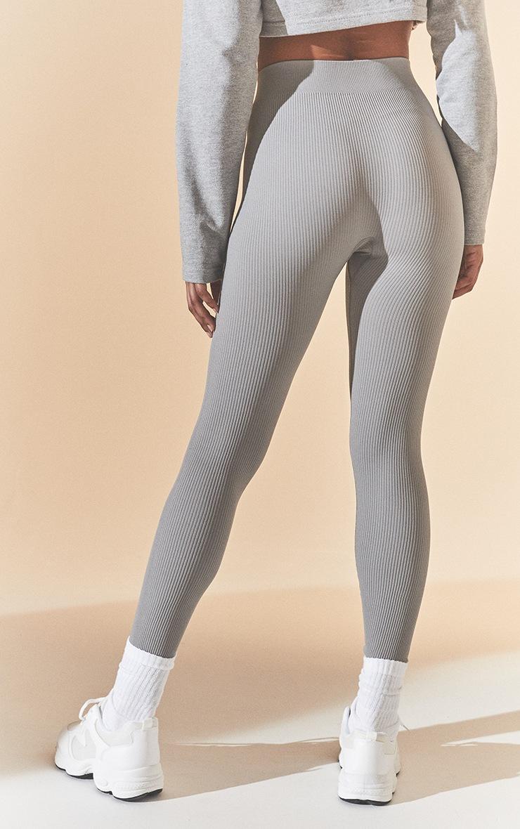 Pretty Little Thing Basic Grey Marl Structured Snatched Rib Leggings