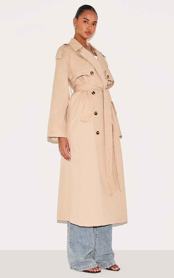 Pretty Little Thing Beige Belted Double Breasted Trench Coat