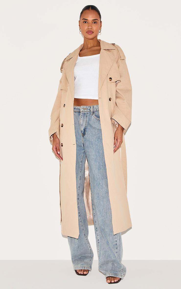 Pretty Little Thing Beige Belted Double Breasted Trench Coat