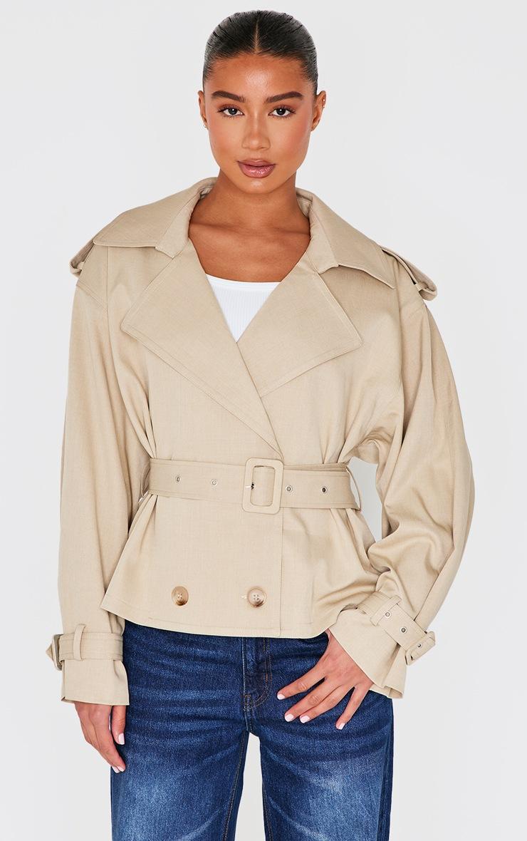 Pretty Little Thing Beige Classic Grazer Length Trench Coat