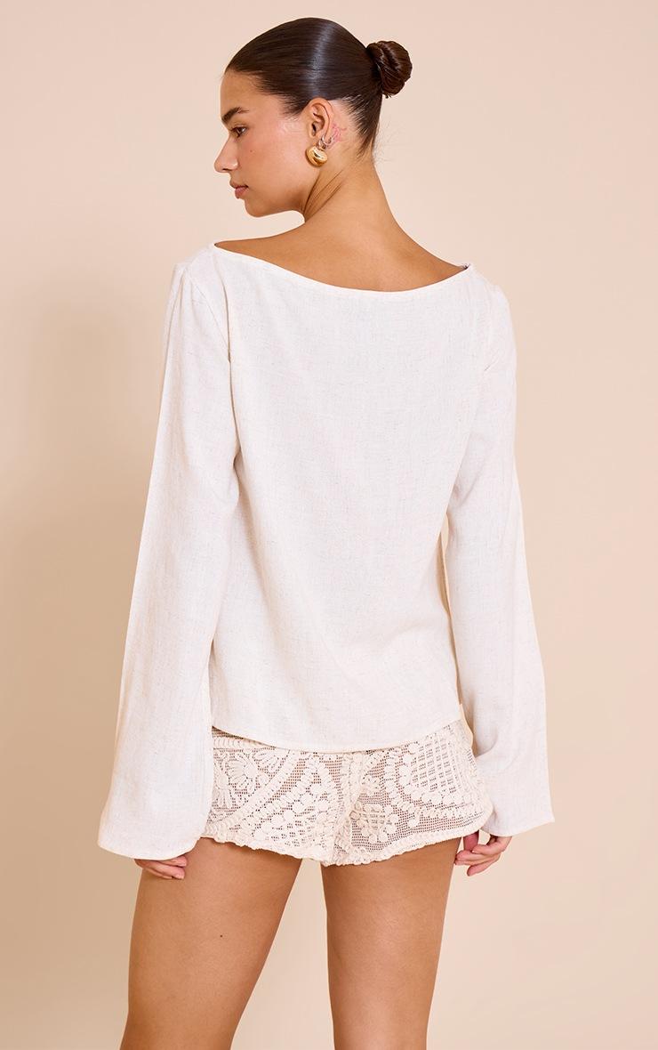 Pretty Little Thing Beige Lightweight Woven Long Sleeve Oversized Top