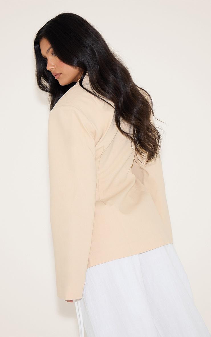 Pretty Little Thing Beige Linen Look Tailored Cinched Waist Blazer