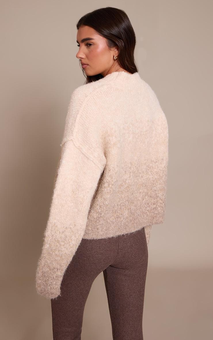 Pretty Little Thing Beige Ombre Crew Neck Knitted Sweater