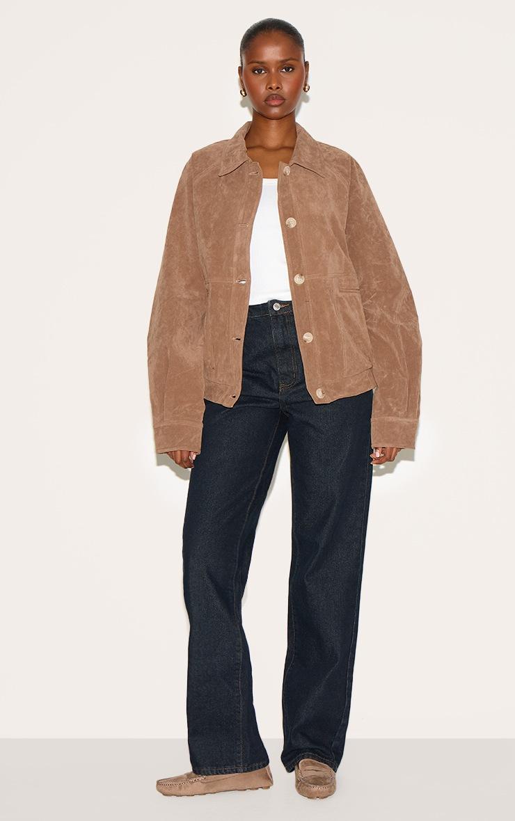 Pretty Little Thing Beige Oversized Faux Suede Jacket